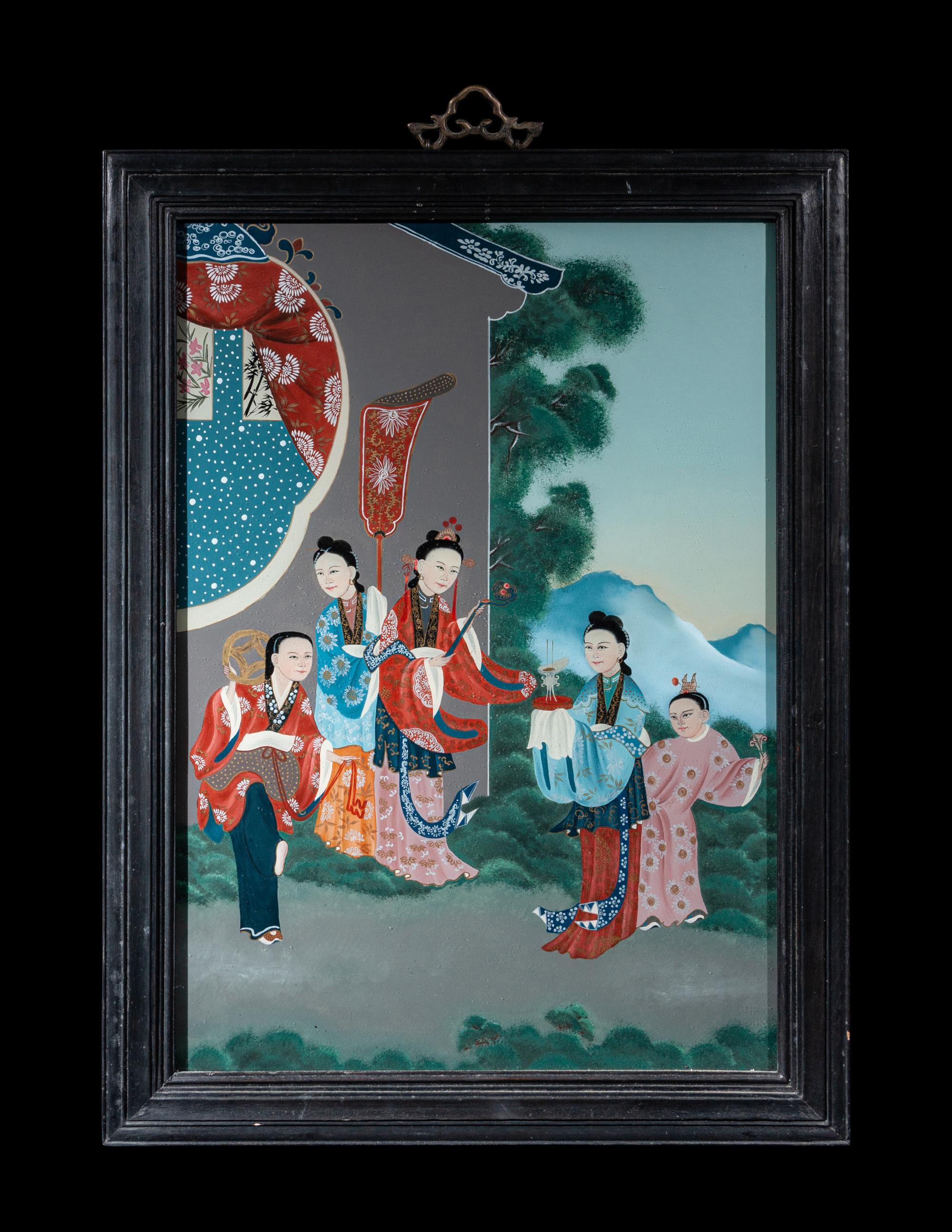 Seven Chinese Reverse Glass Paintings