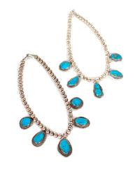 Two Southwestern Silver and Turquoise Necklaces Length of largest 15 inches