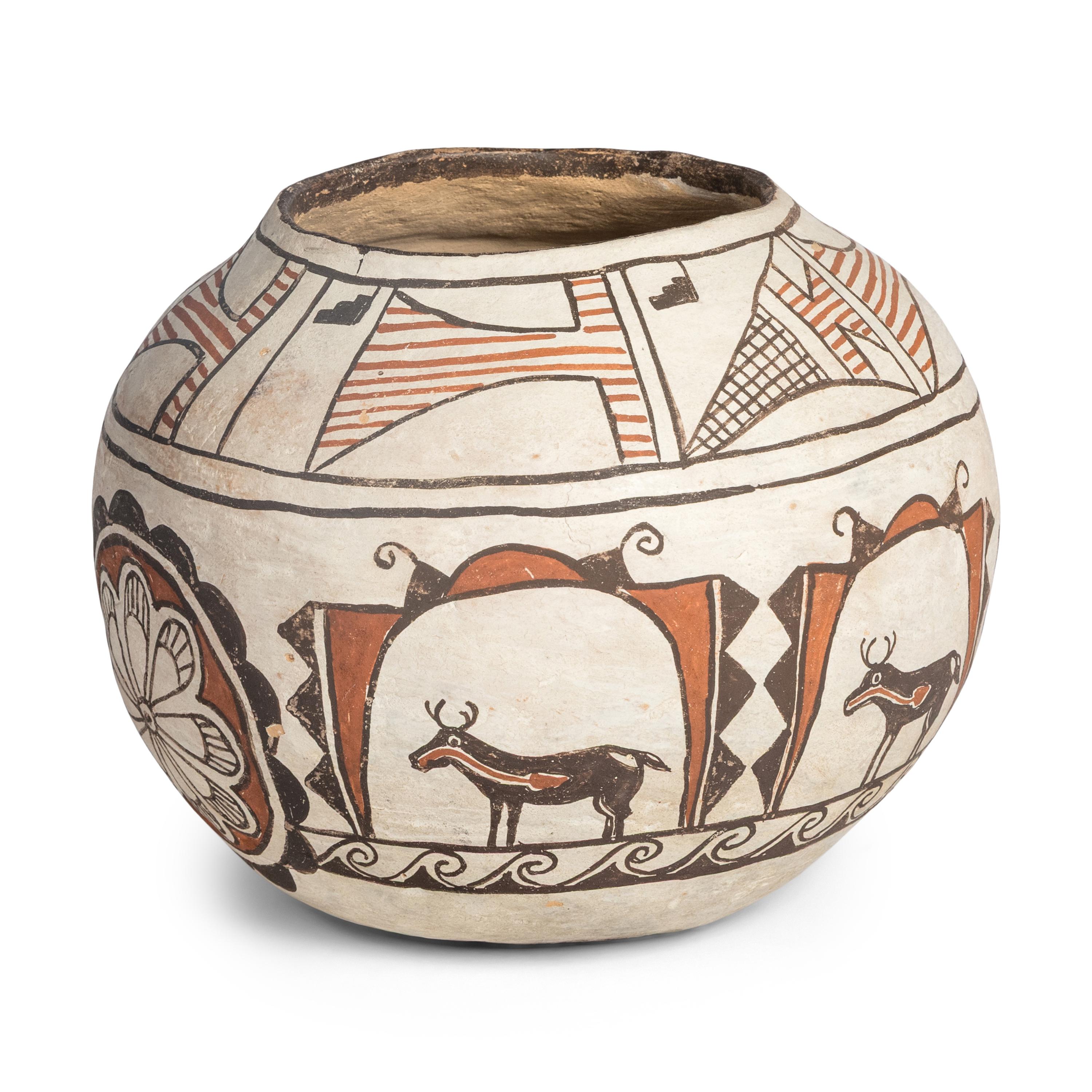 Nellie Bica (Zuni, 1905-1998) — Pottery Bowl, with Heartline Deer