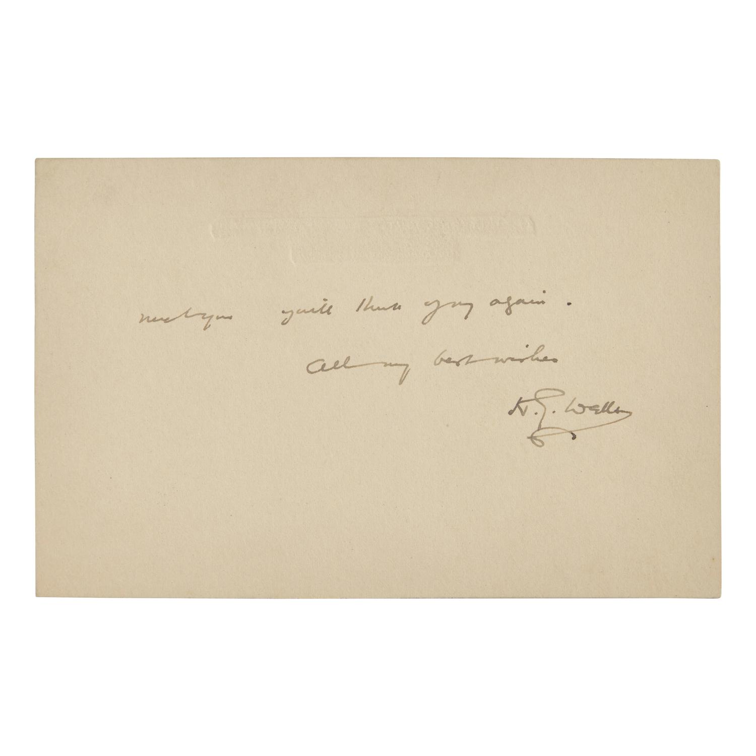 [Literature] Wells, H.G. Autograph Letter, signed