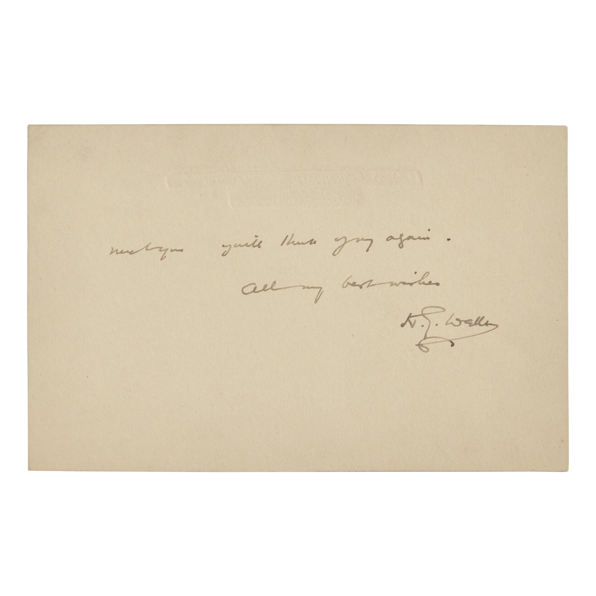 [Literature] Wells, H.G. Autograph Letter, signed