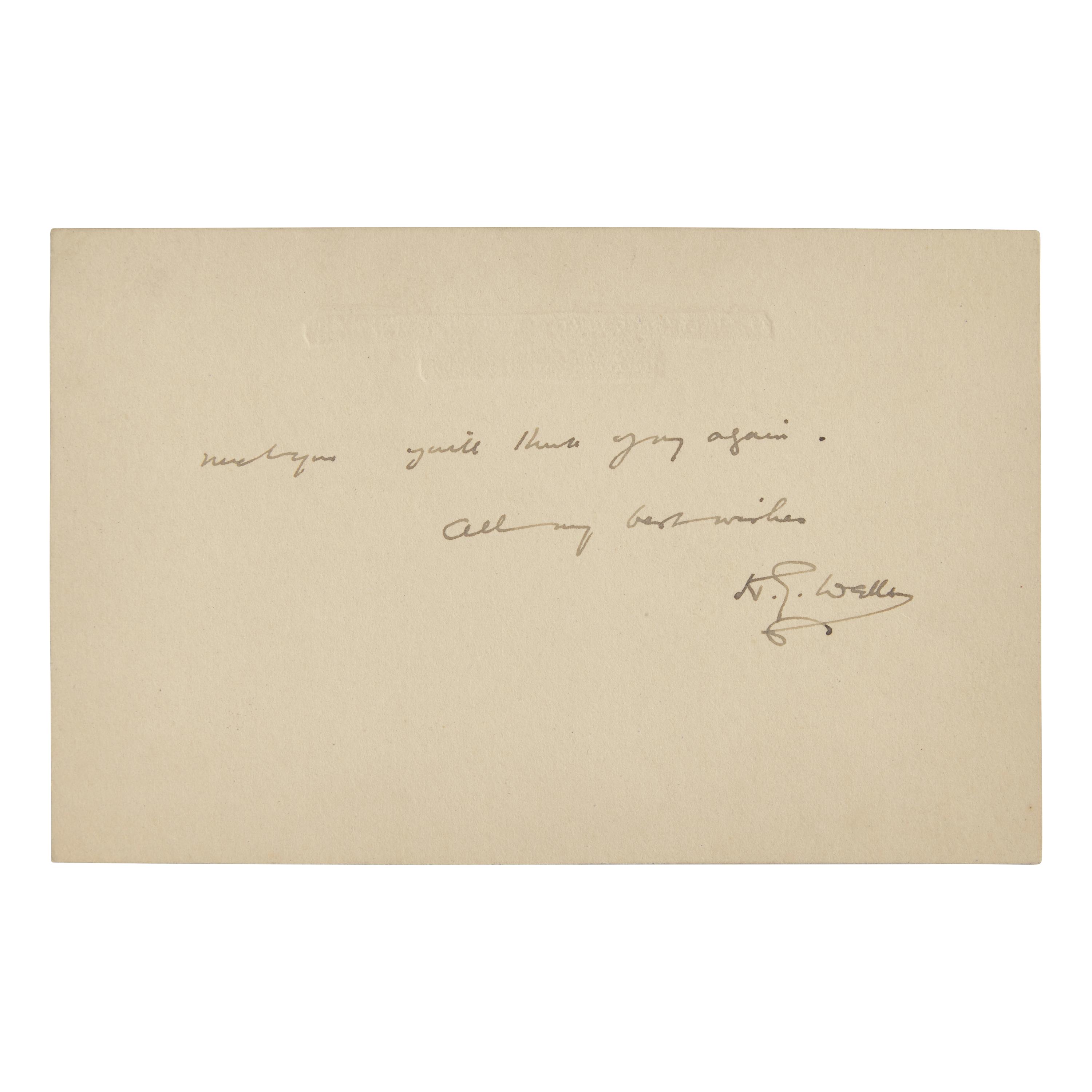 [Literature] Wells, H.G. Autograph Letter, signed