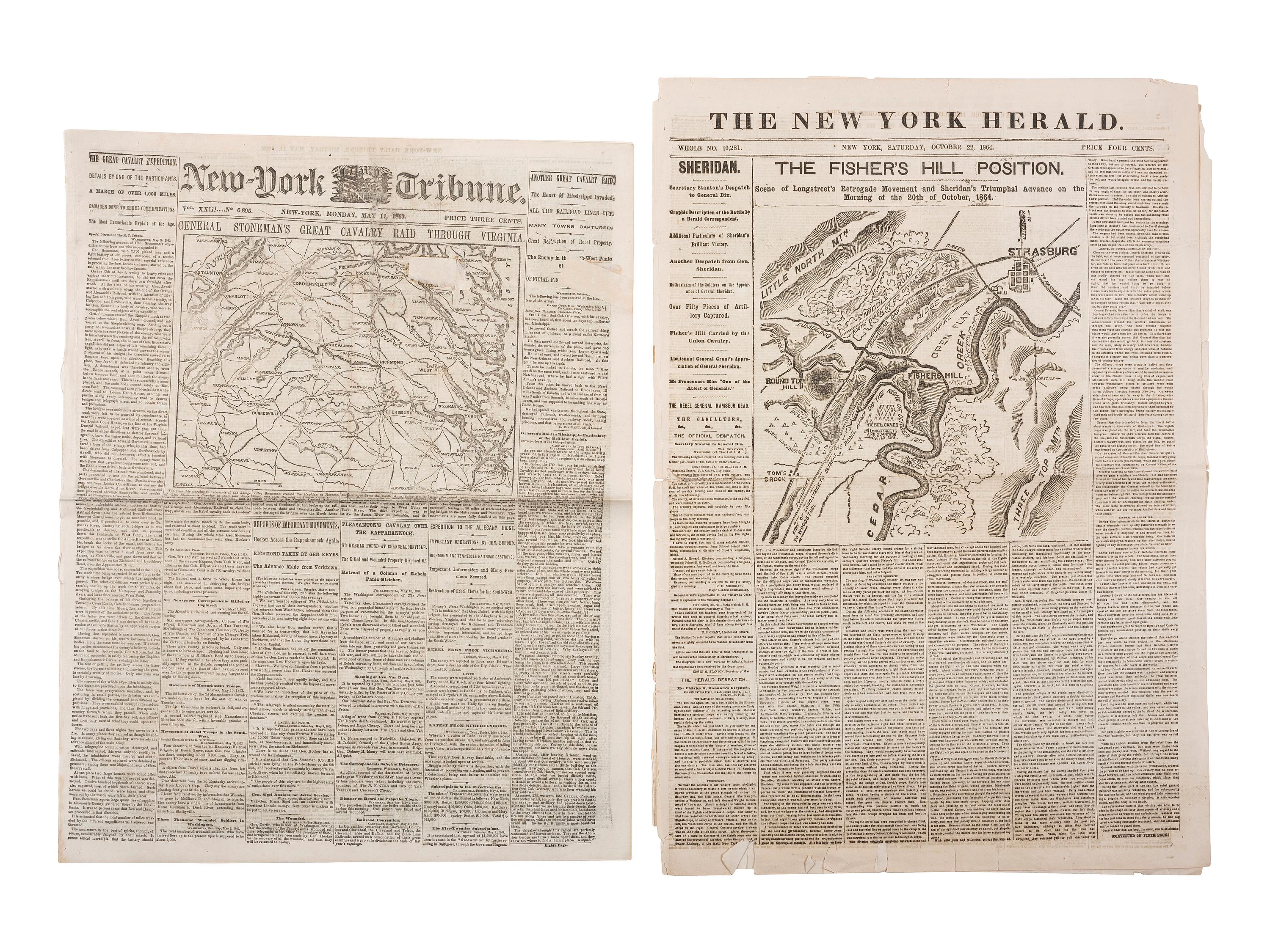 [CIVIL WAR]. 100+ issues of the Philadelphia Inquirer, New York Herald, and New York Tribune.