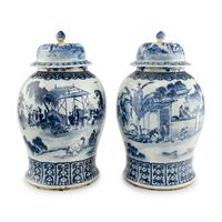 A Pair of Chinese Export Blue and White Porcelain Ginger Jars