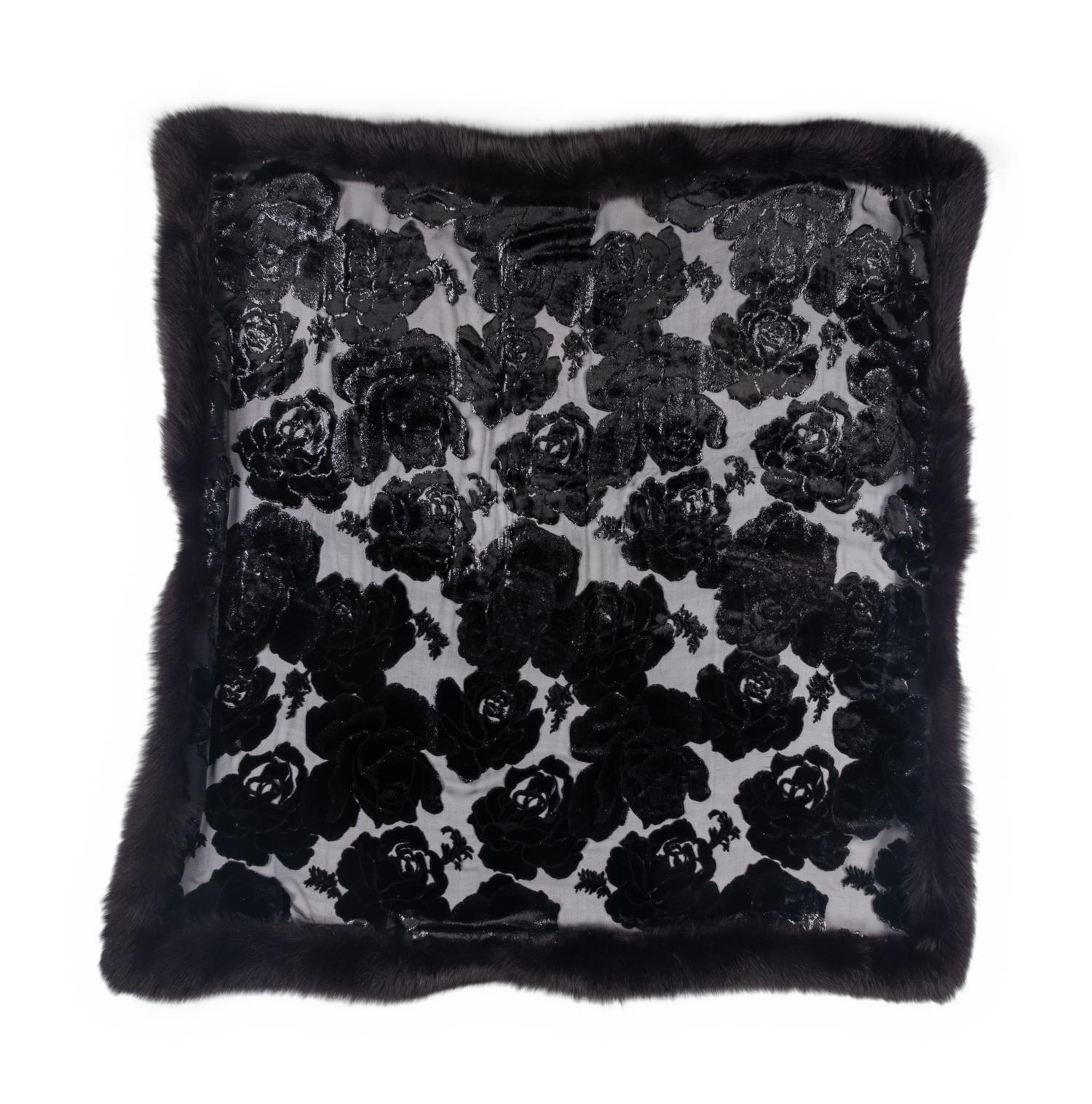 J. Mendel Velvet Evening Wrap With Fox Fur Trim