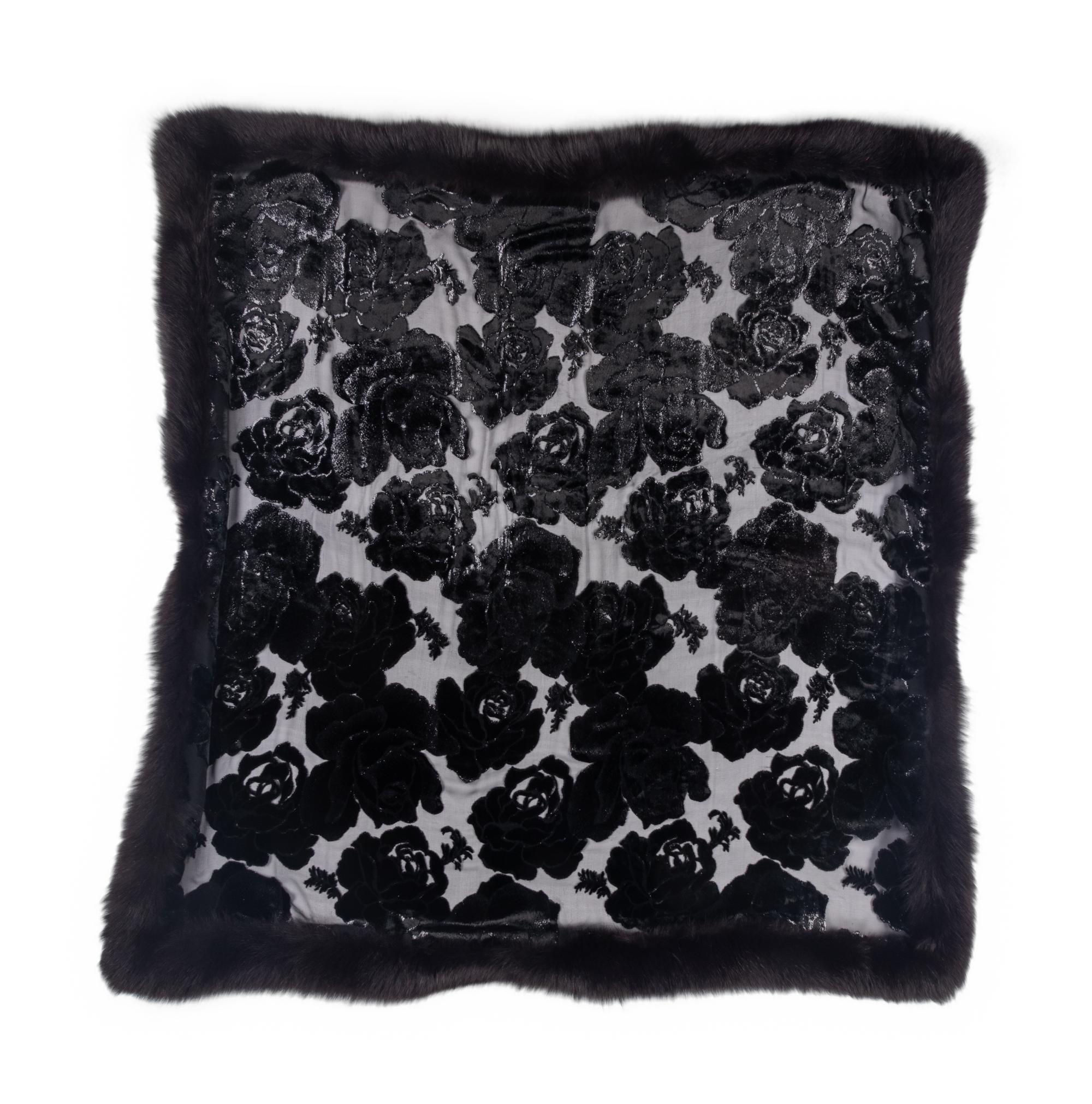 J. Mendel Velvet Evening Wrap With Fox Fur Trim