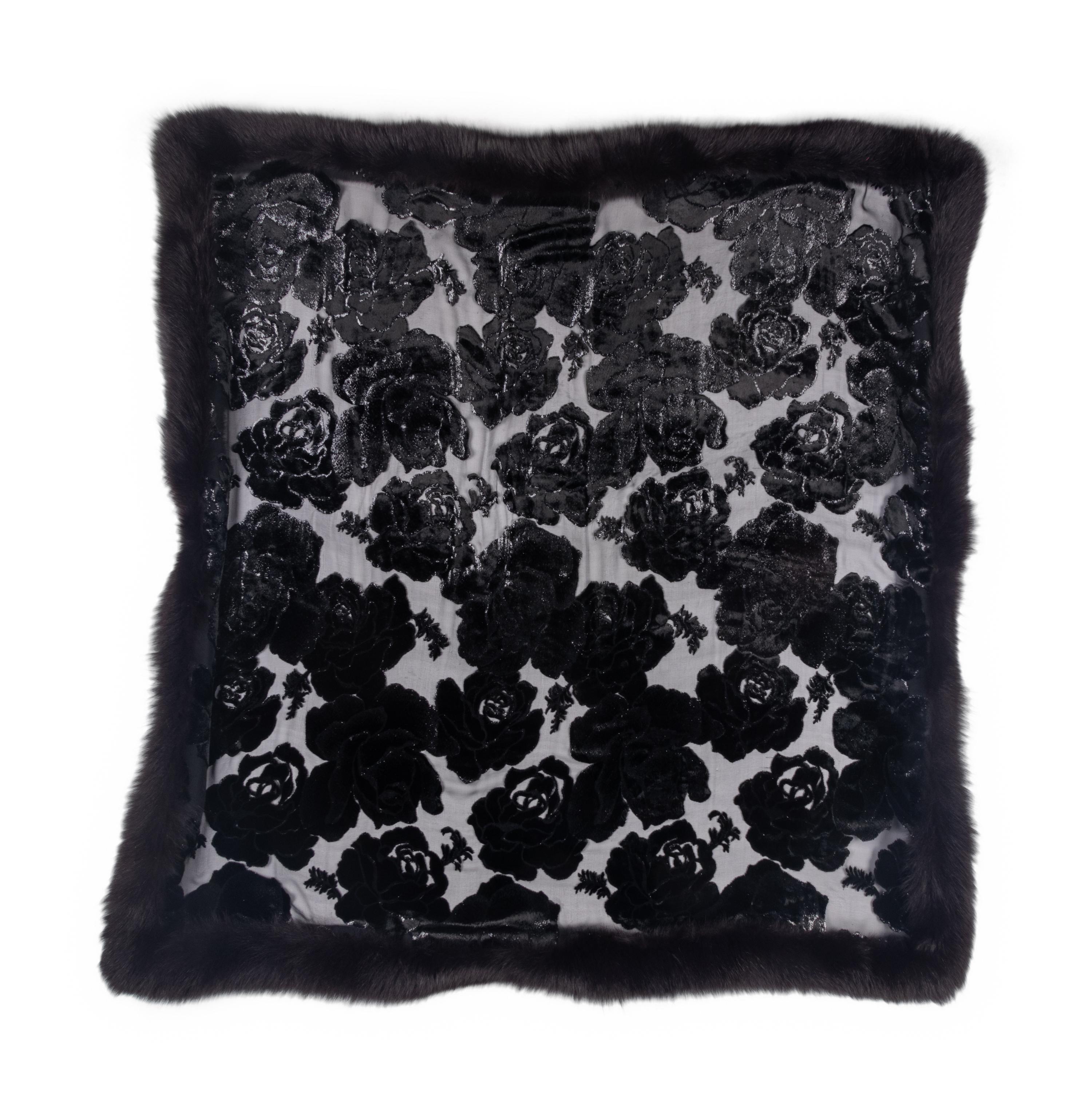 J. Mendel Velvet Evening Wrap With Fox Fur Trim