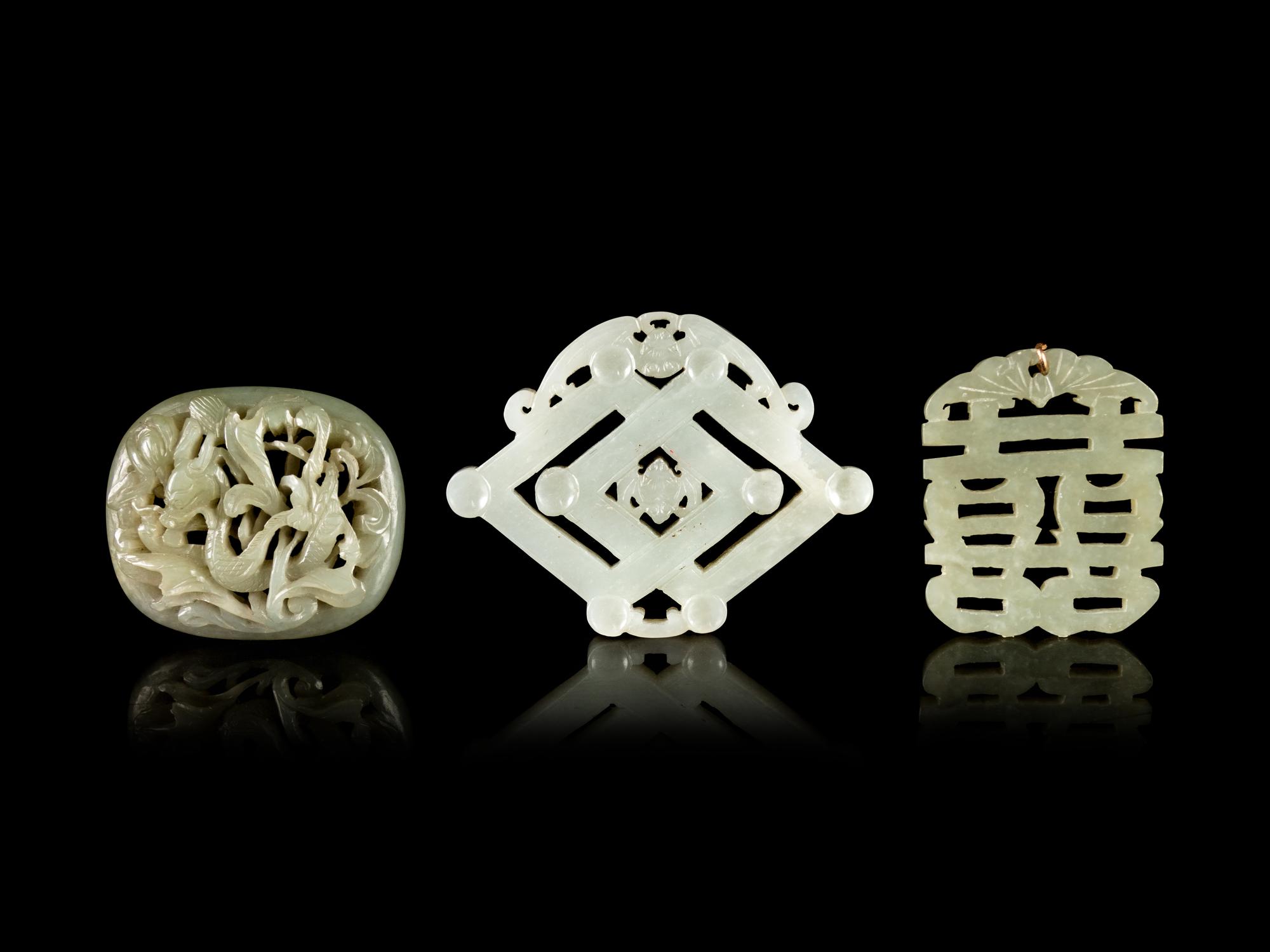 Three Carved Jade Pendants