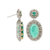 EMERALD AND DIAMOND PENDANT EARRINGS