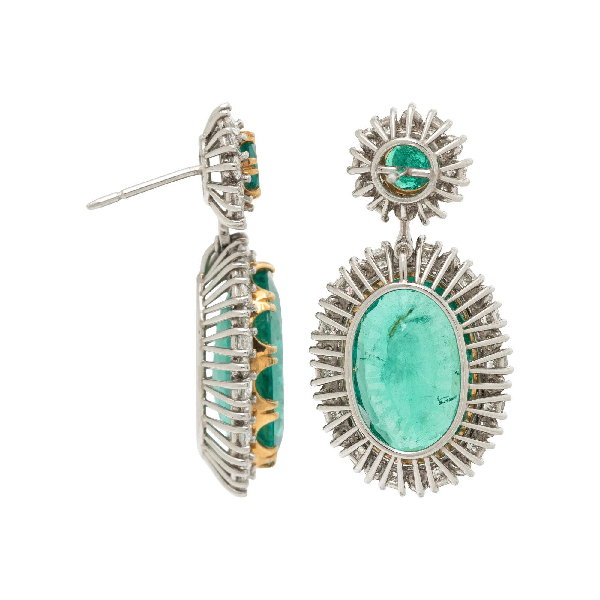 EMERALD AND DIAMOND PENDANT EARRINGS
