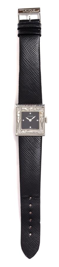 A Stainless Steel, Carved Crystal and Diamond Wristwatch, Lalique,