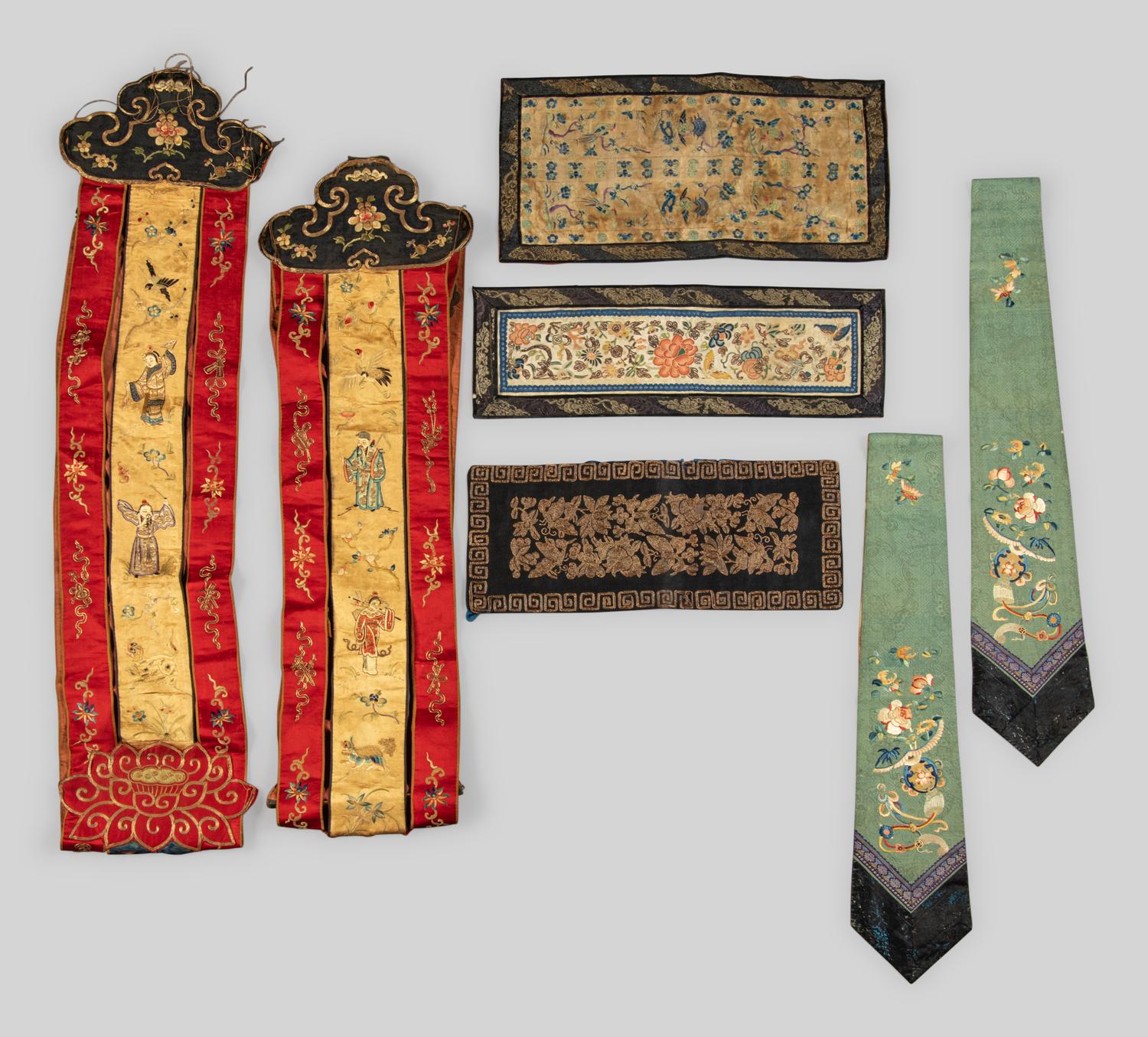 Seven Embroidered Silk Articles