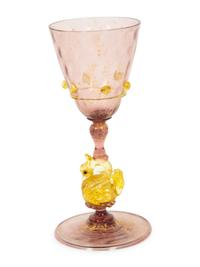 A Set of Nine Murano Glass Wine Glasses