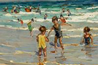 Children at the Beach and On the Rocky Shore (a double-sided work)