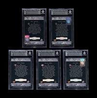 A Group of Five 1997 Donruss Legends Of The Fall Signed Autograph Hall of Fame Football Cards (Beckett Authentication Services BAS Certified),
