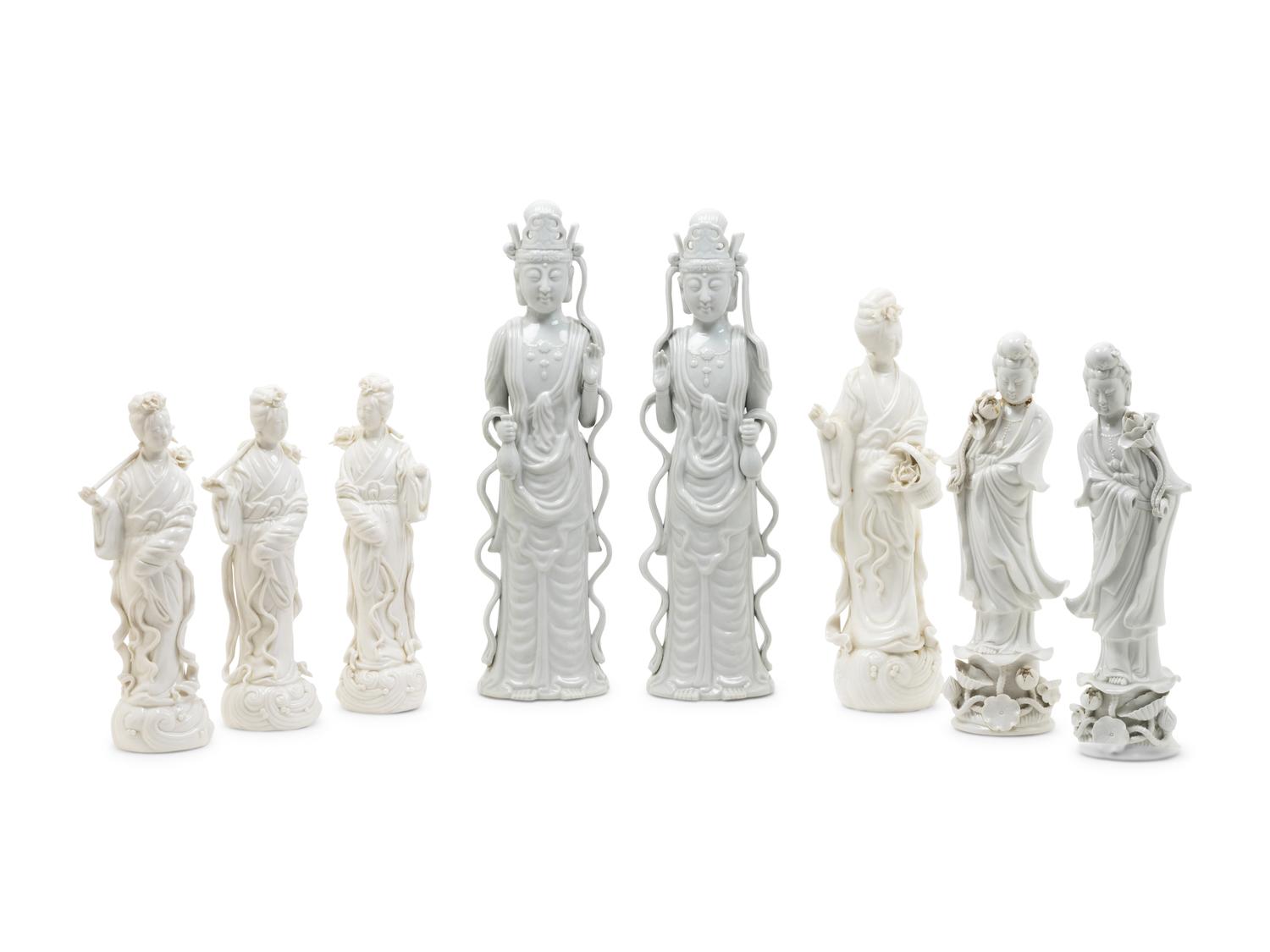 Eight Chinese Blanc-de-Chine Figures of Immortals