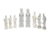Eight Chinese Blanc-de-Chine Figures of Immortals