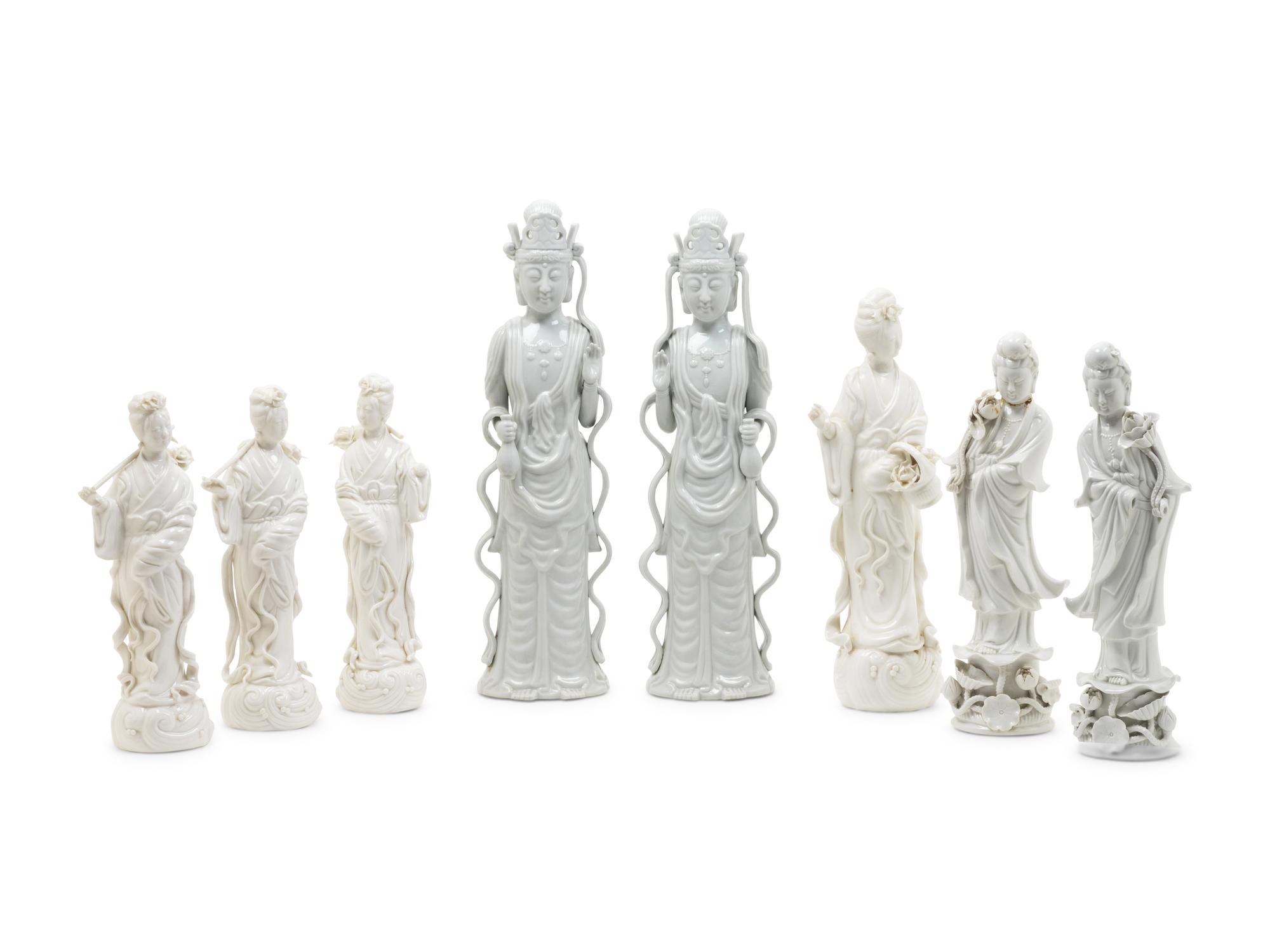 Eight Chinese Blanc-de-Chine Figures of Immortals