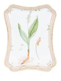 A Royal Copenhagen Flora Danica Square Tray Width 11 3/4 inches.