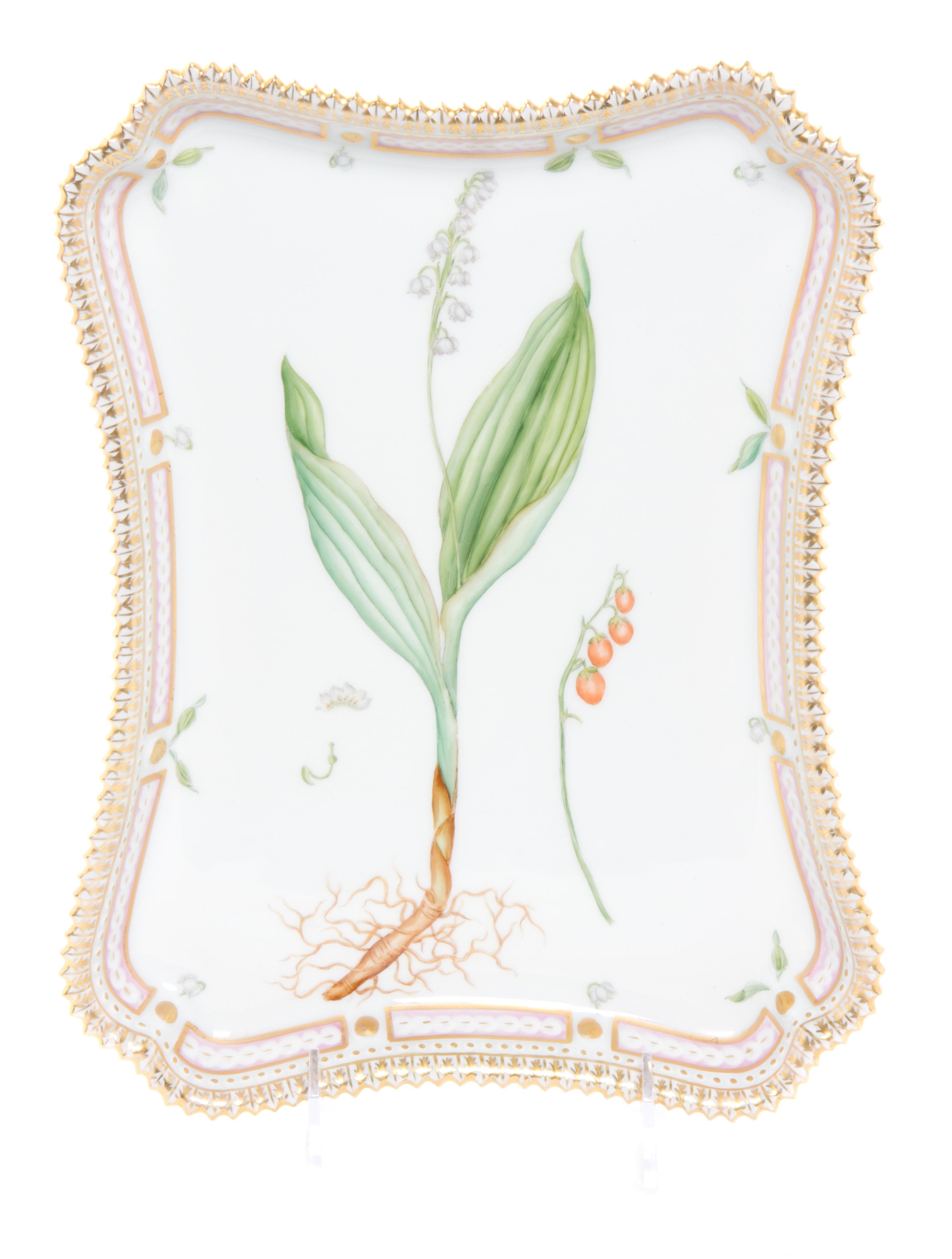 A Royal Copenhagen Flora Danica Square Tray Width 11 3/4 inches.