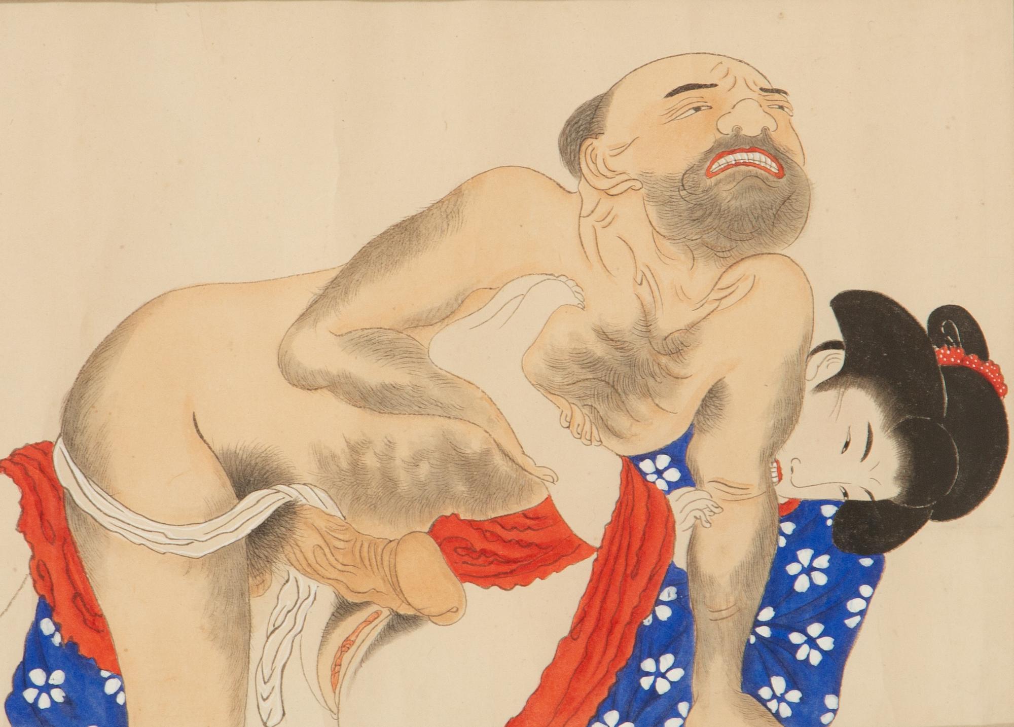 A Pair of Japanese Erotic Woodblock Print Framings