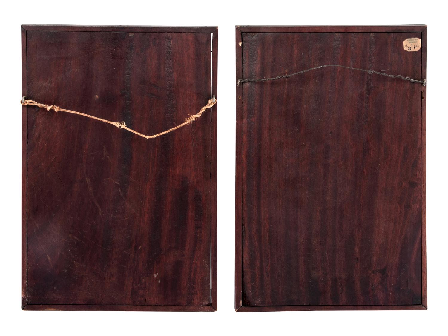 A Pair of Hardstone Inset Hardwood Panels