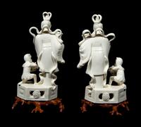 A Pair of Chinese Blanc-de-Chine Porcelain Figural Groups