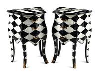 A Pair of Black and White Painted Small Commodes