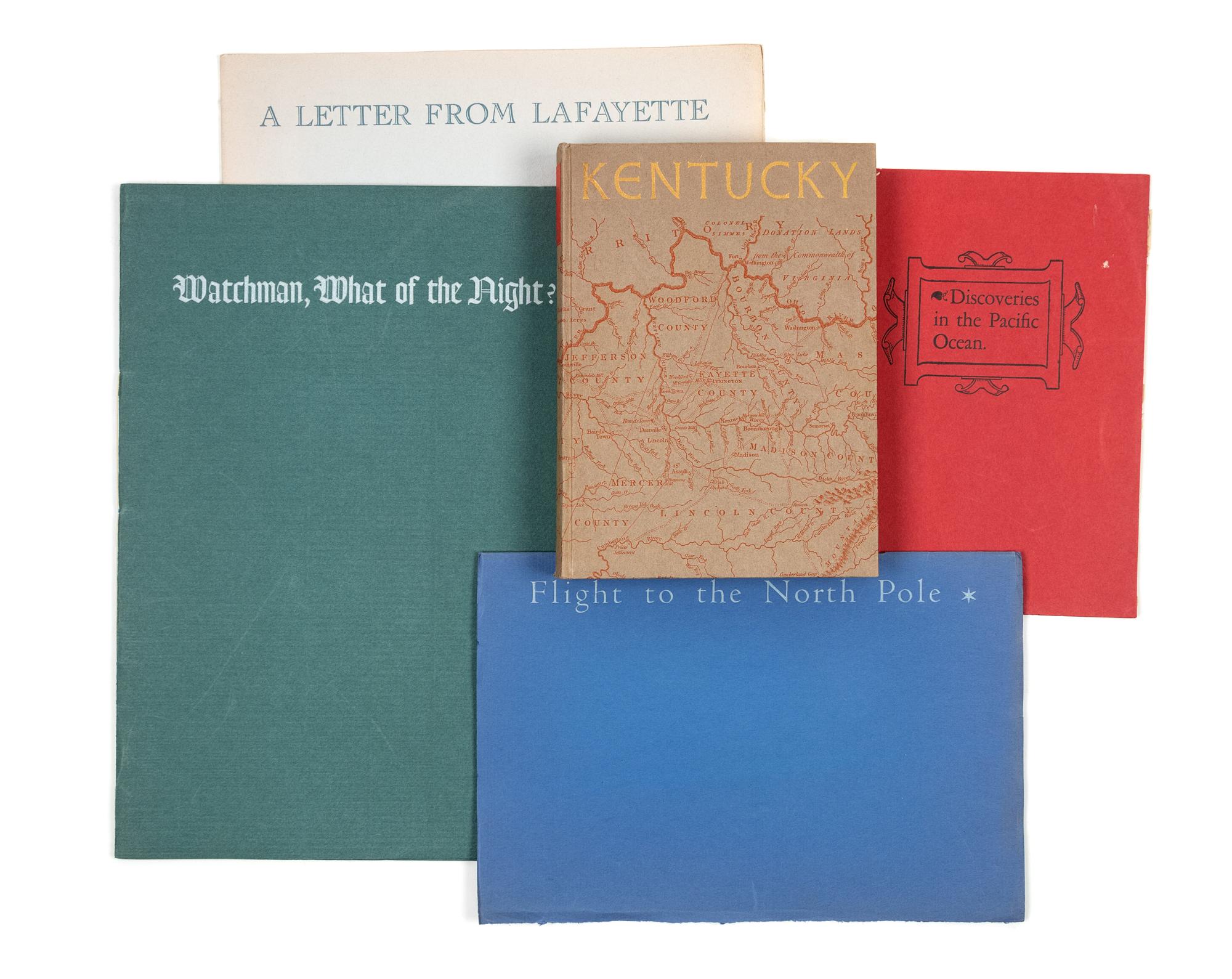 [GRABHORN PRINTING]. A group of 5 travel and exploration works, comprising: