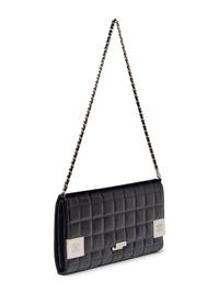 Chanel Chocolate Bar Wallet On Chain in Black Patent Leather