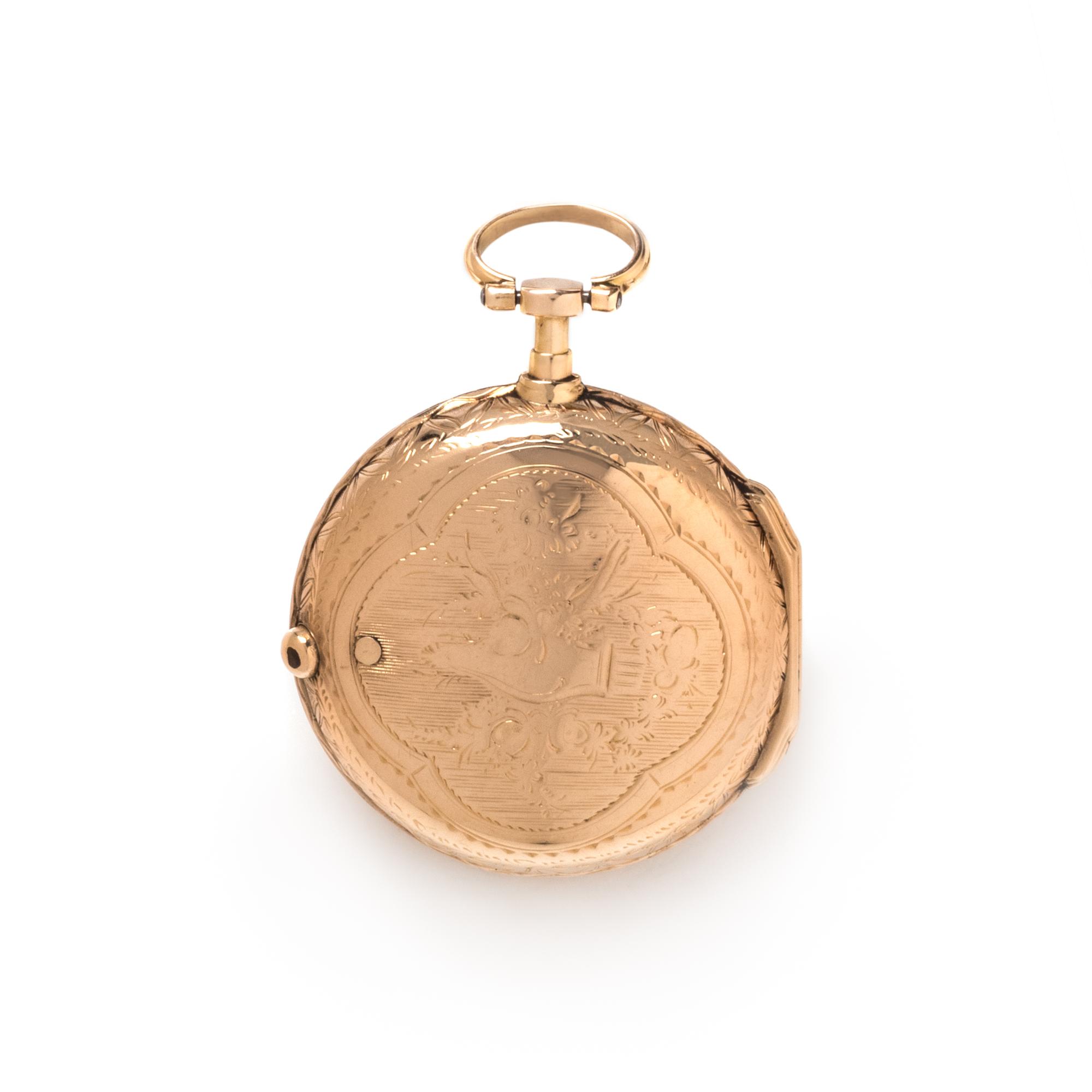 GILT-METAL OPEN FACE POCKET WATCH