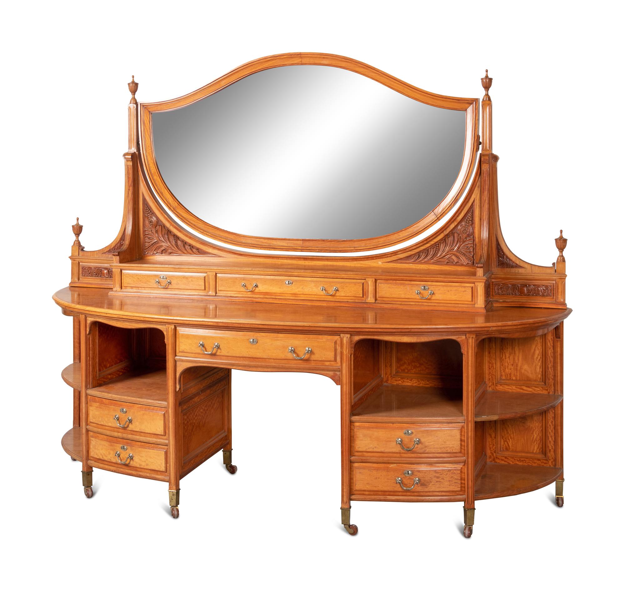 An Edwardian Satinwood Dressing Table and Mirror