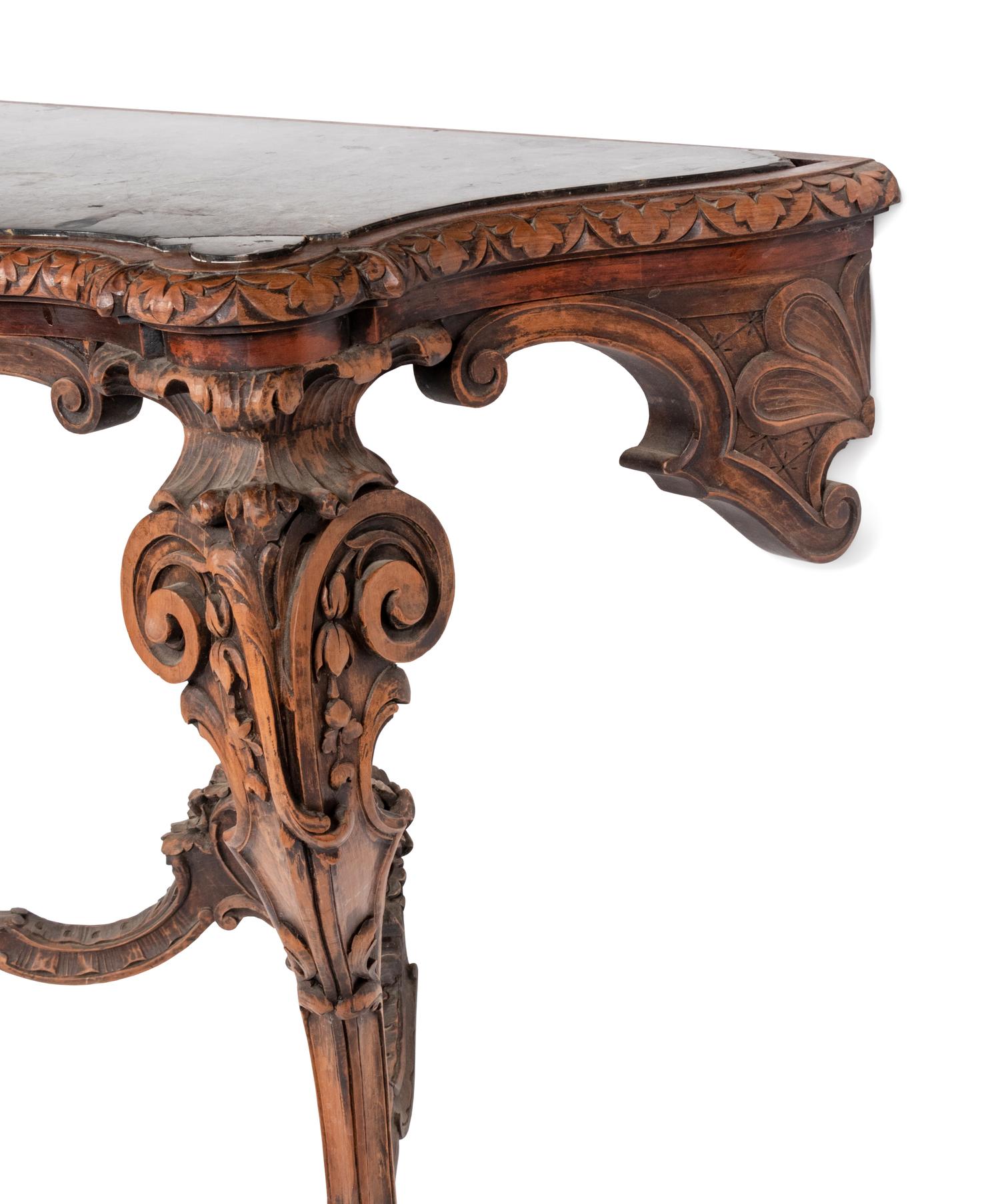 An Italian Baroque Style Console Table and Mirror