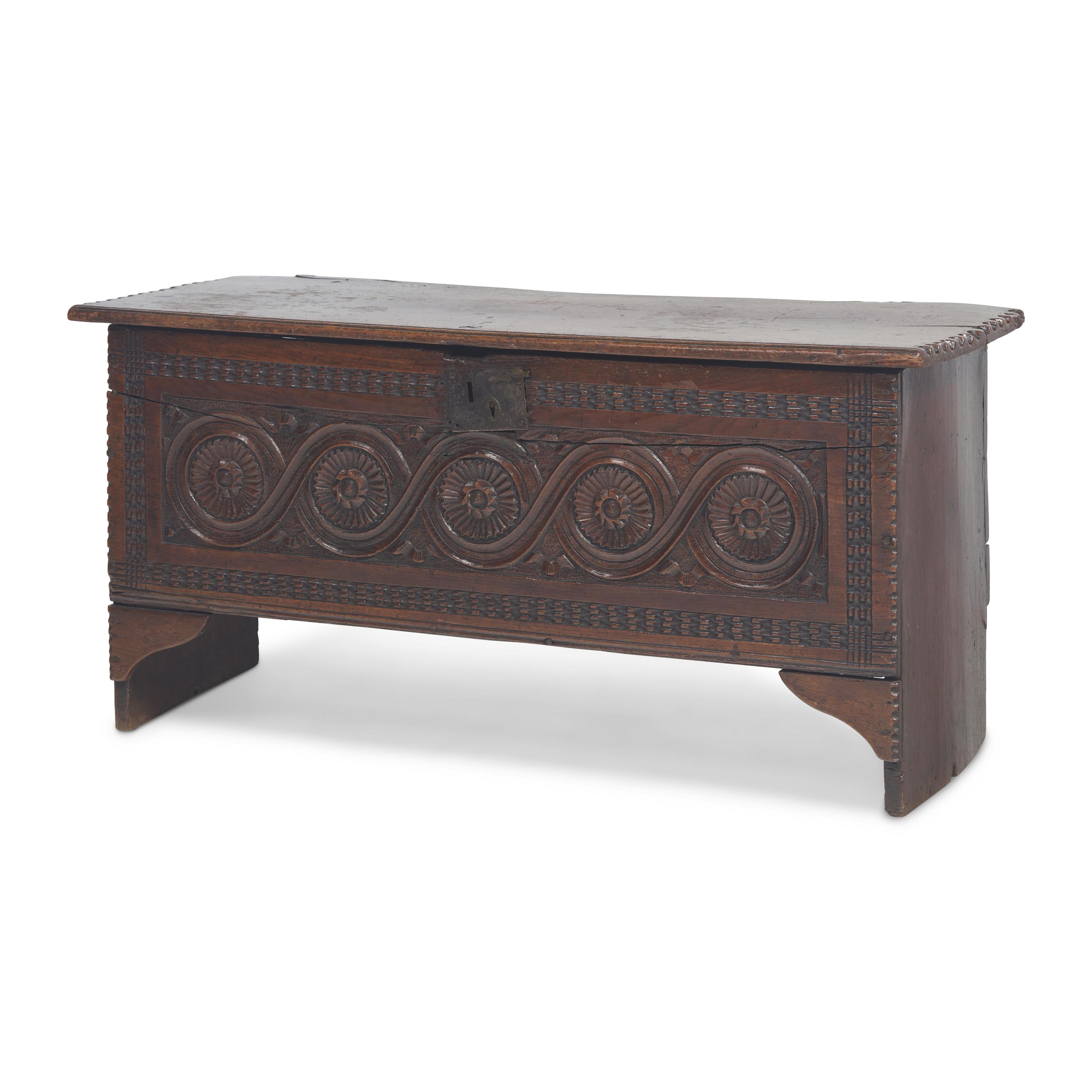 A Charles II Carved Oak Coffer