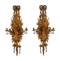 A Pair of Italian Carved Giltwood Six Light Wall Sconces — 19TH/20TH CENTURY
