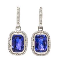 A Pair of 18 Karat White Gold, Color Change Sapphire and Diamond Pendant Earrings, Raima, 7.40 dwts.