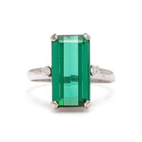 GREEN TOURMALINE AND DIAMOND RING