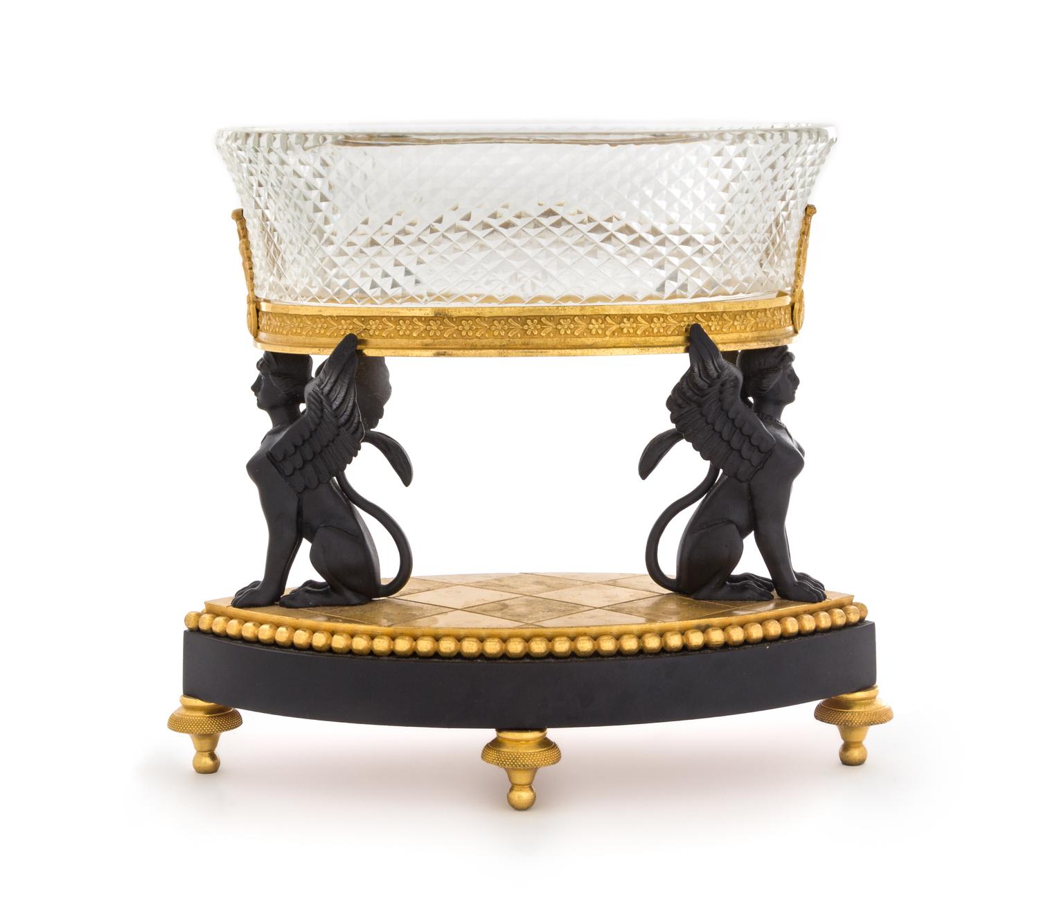 An Empire Style Gilt and Patinated Bronze and Cut Glass Bowl — 19TH/20TH CENTURY