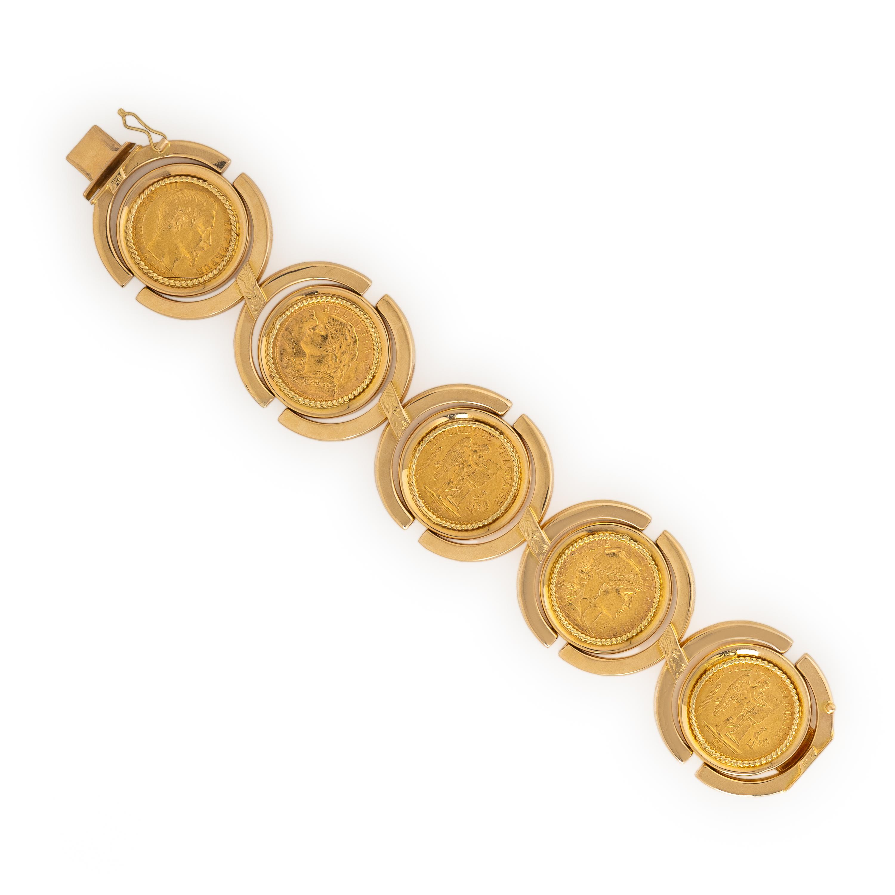 Yellow Gold Coin Bracelet