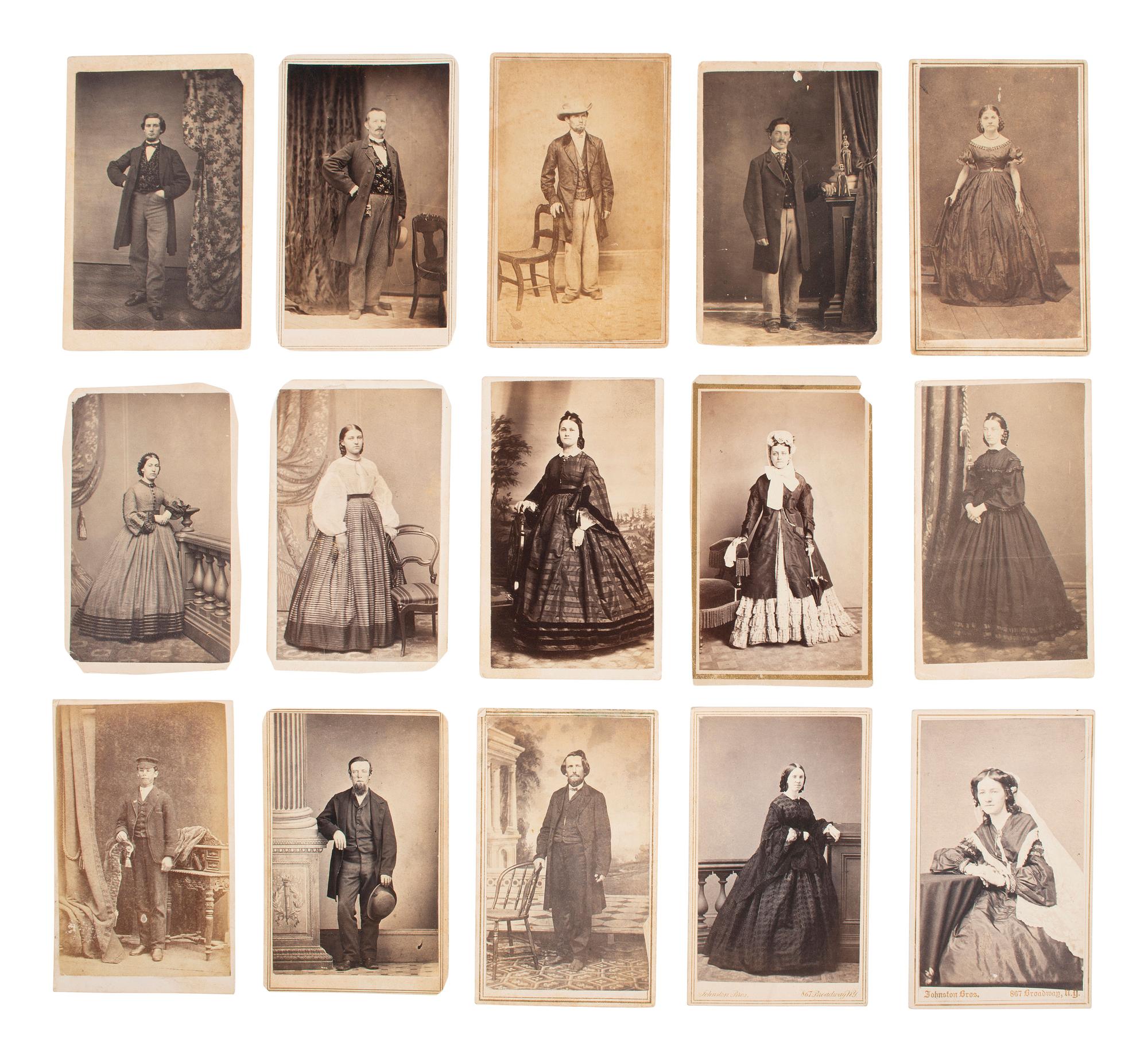 [EARLY PHOTOGRAPHY]. 50+ Civil War-period CDVs of men, women, and children.