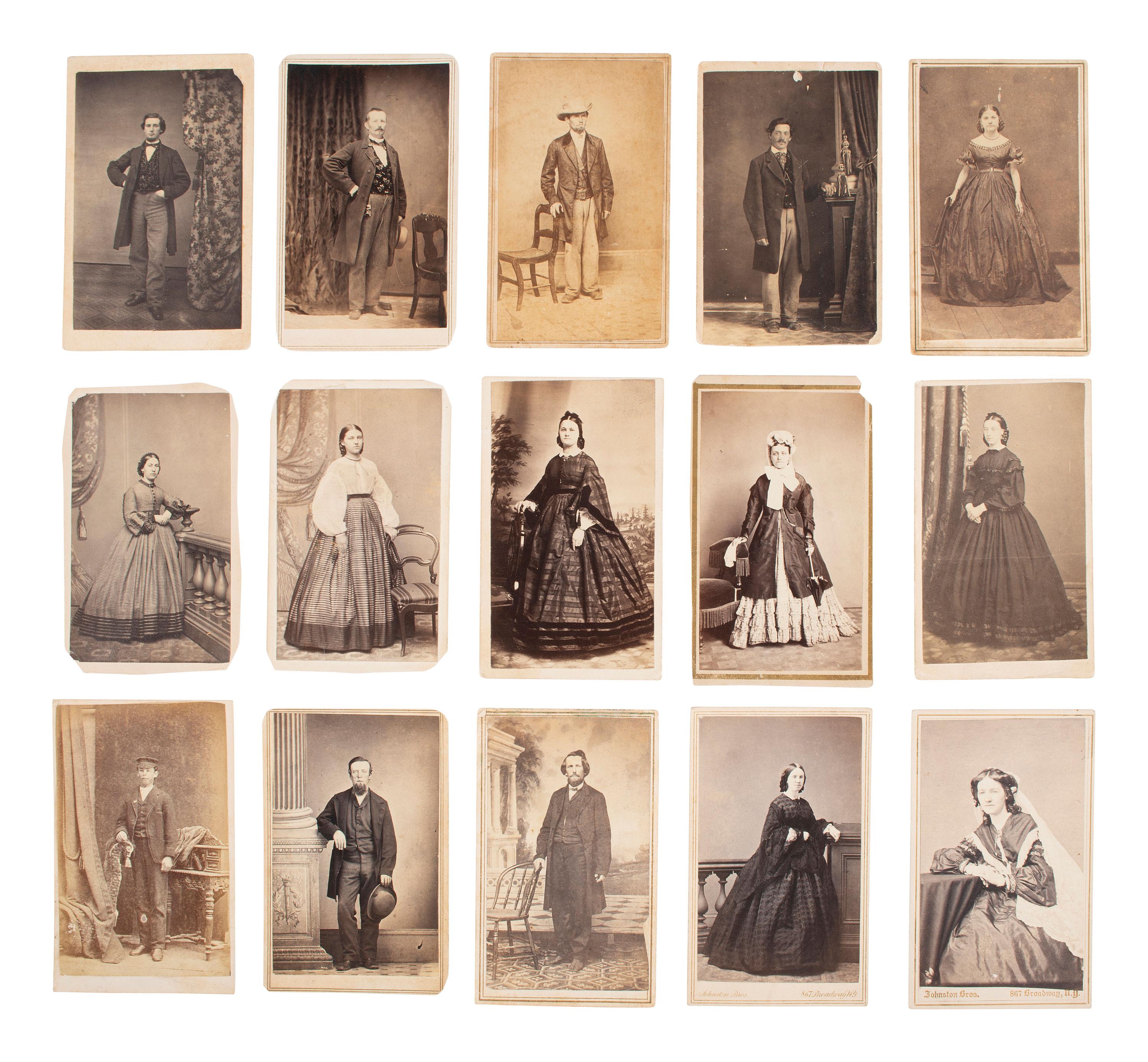[EARLY PHOTOGRAPHY]. 50+ Civil War-period CDVs of men, women, and children.