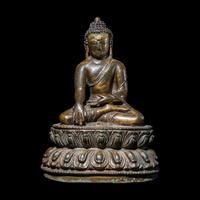 A Tibetan Gilt Copper Alloy Figure of Buddha Shakyamuni, 14th/15th Century 十四/十五世紀 西藏銅鎏金坐佛