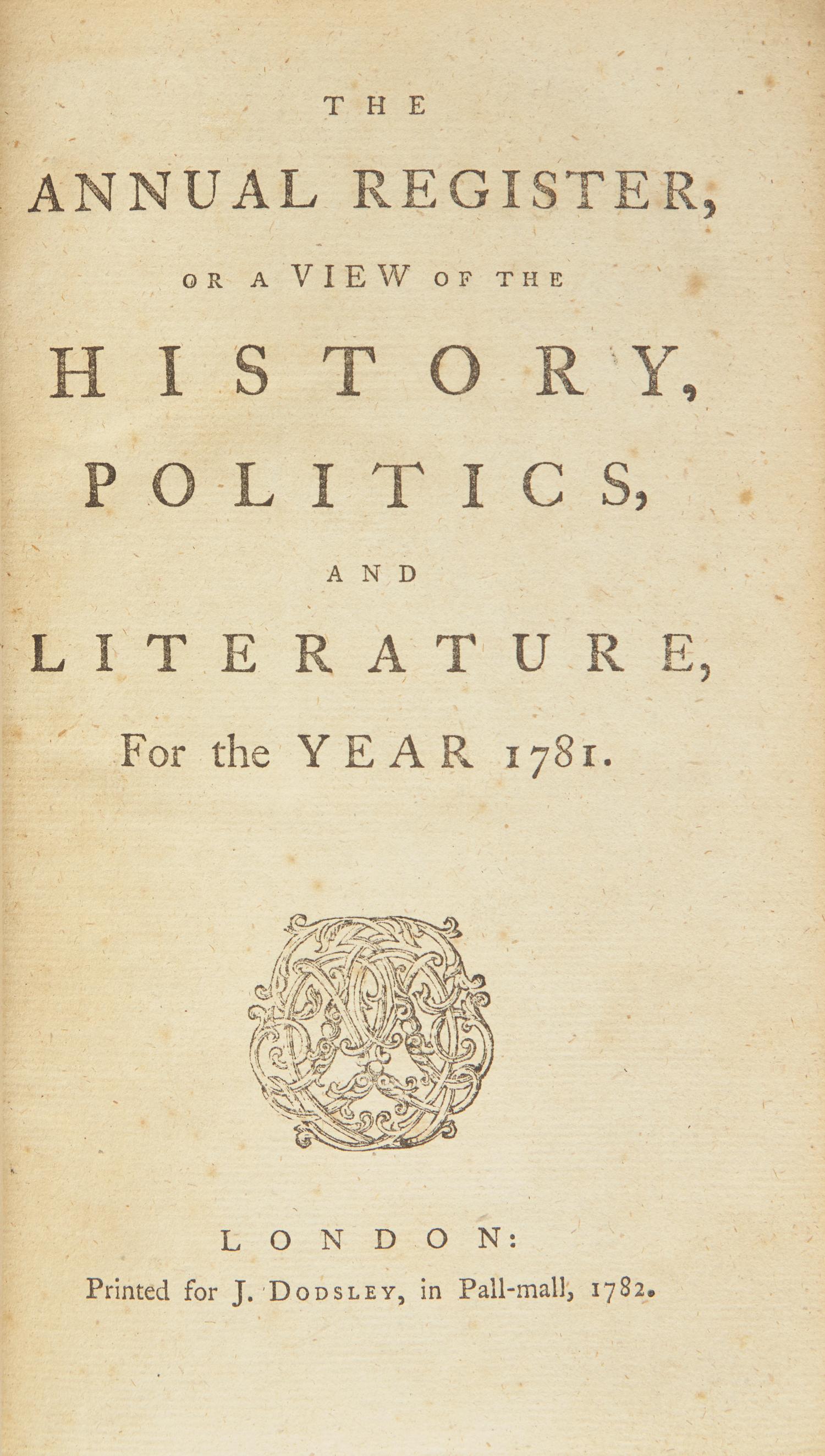 [American Revolution] A Detailed Report of Benedict Arnold's Treason in "The Annual Register"
