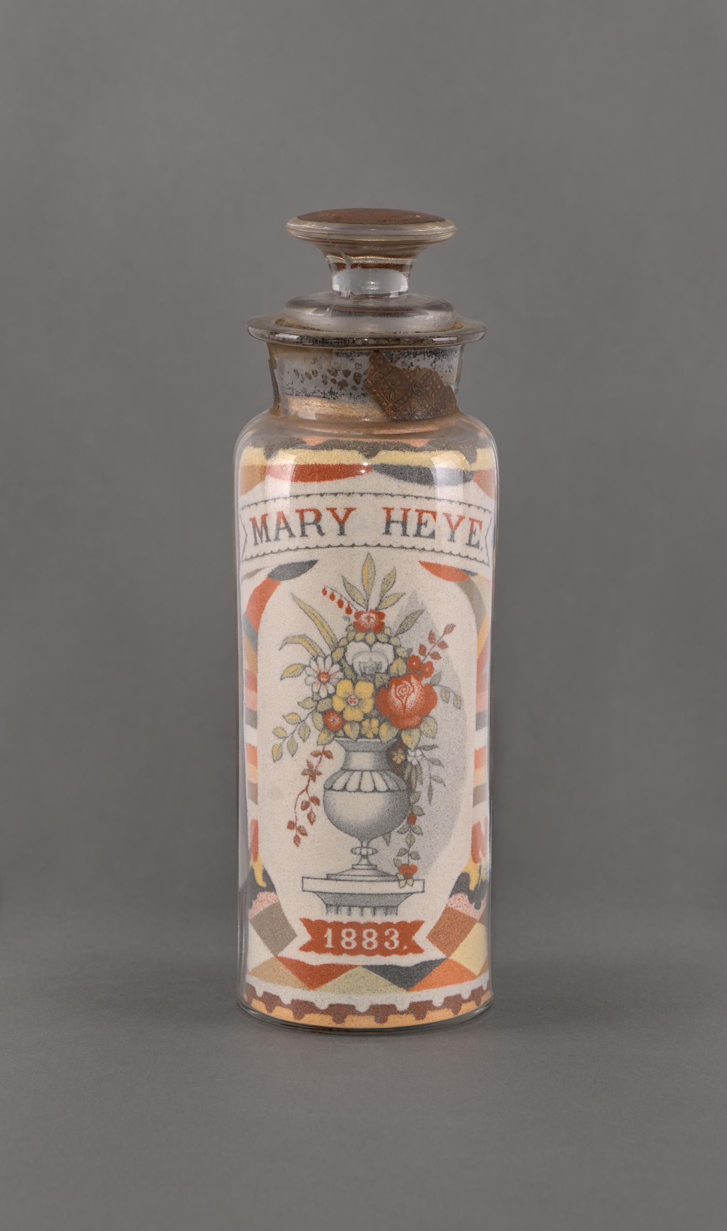 A Pair of Andrew Clemens (American, 1857-1894) 'Sweetheart' Sand Bottles