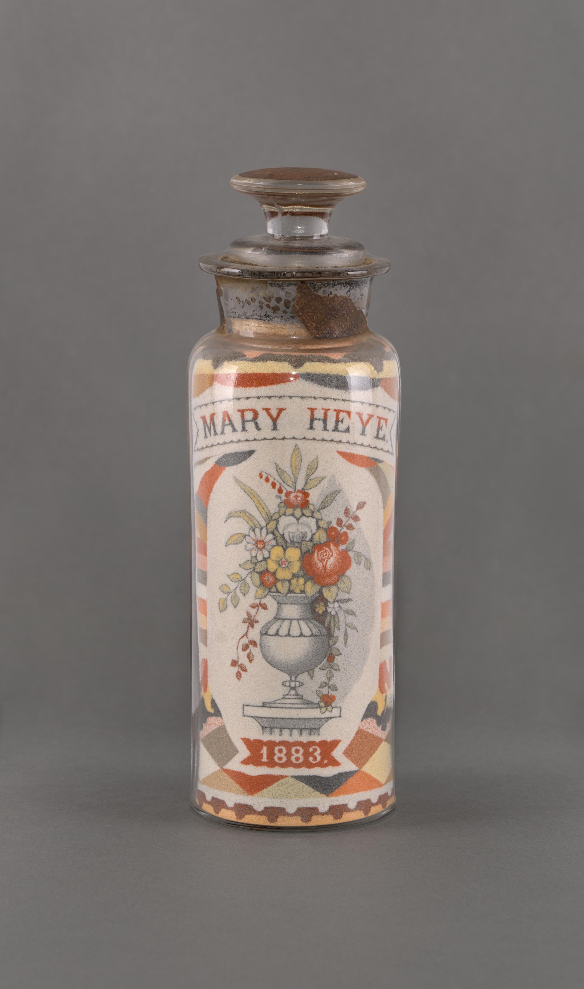 A Pair of Andrew Clemens (American, 1857-1894) 'Sweetheart' Sand Bottles
