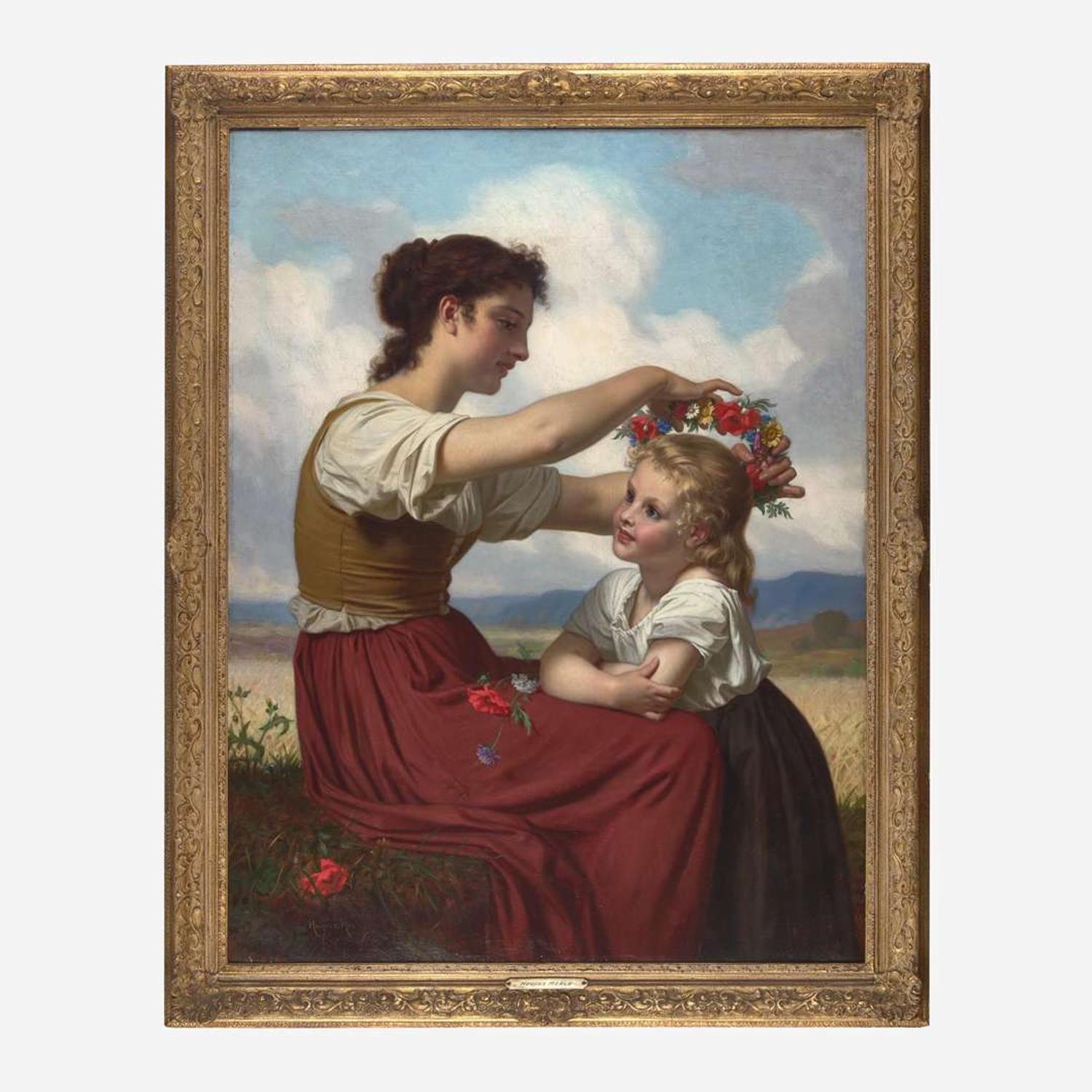 Hugues Merle (French, 1822-1881) Couronne de Fleurs des Champs (Field Flower Wreath)