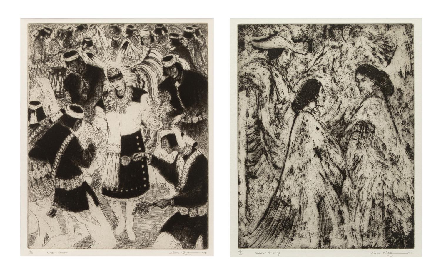 Two Works: Keresan Dancers edition 25/50 and Apaches A-Visiting edition 46/75