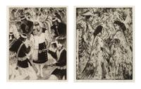 Two Works: Keresan Dancers edition 25/50 and Apaches A-Visiting edition 46/75