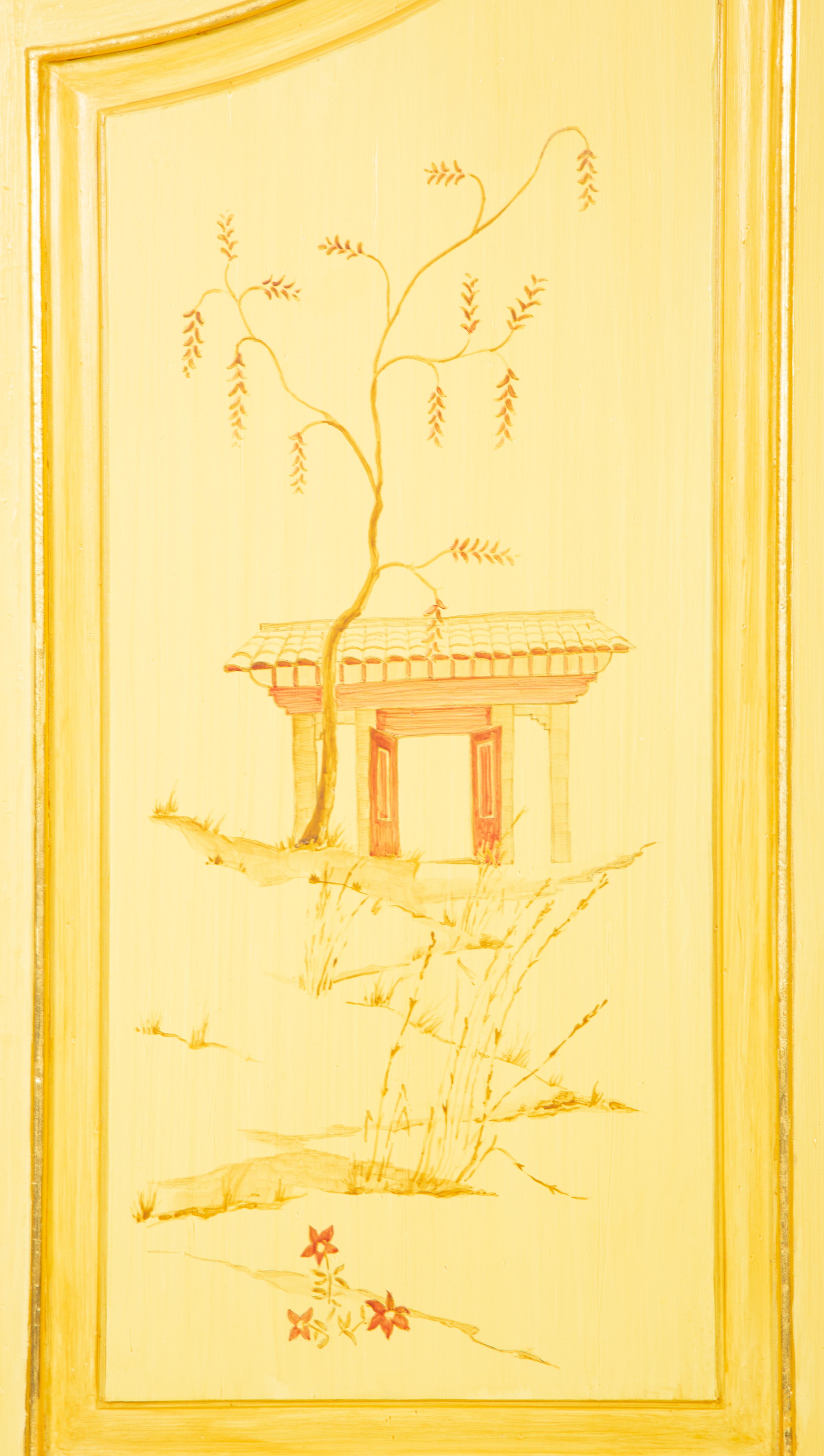 A Venetian Style Painted and Parcel Gilt Bureau Cabinet
