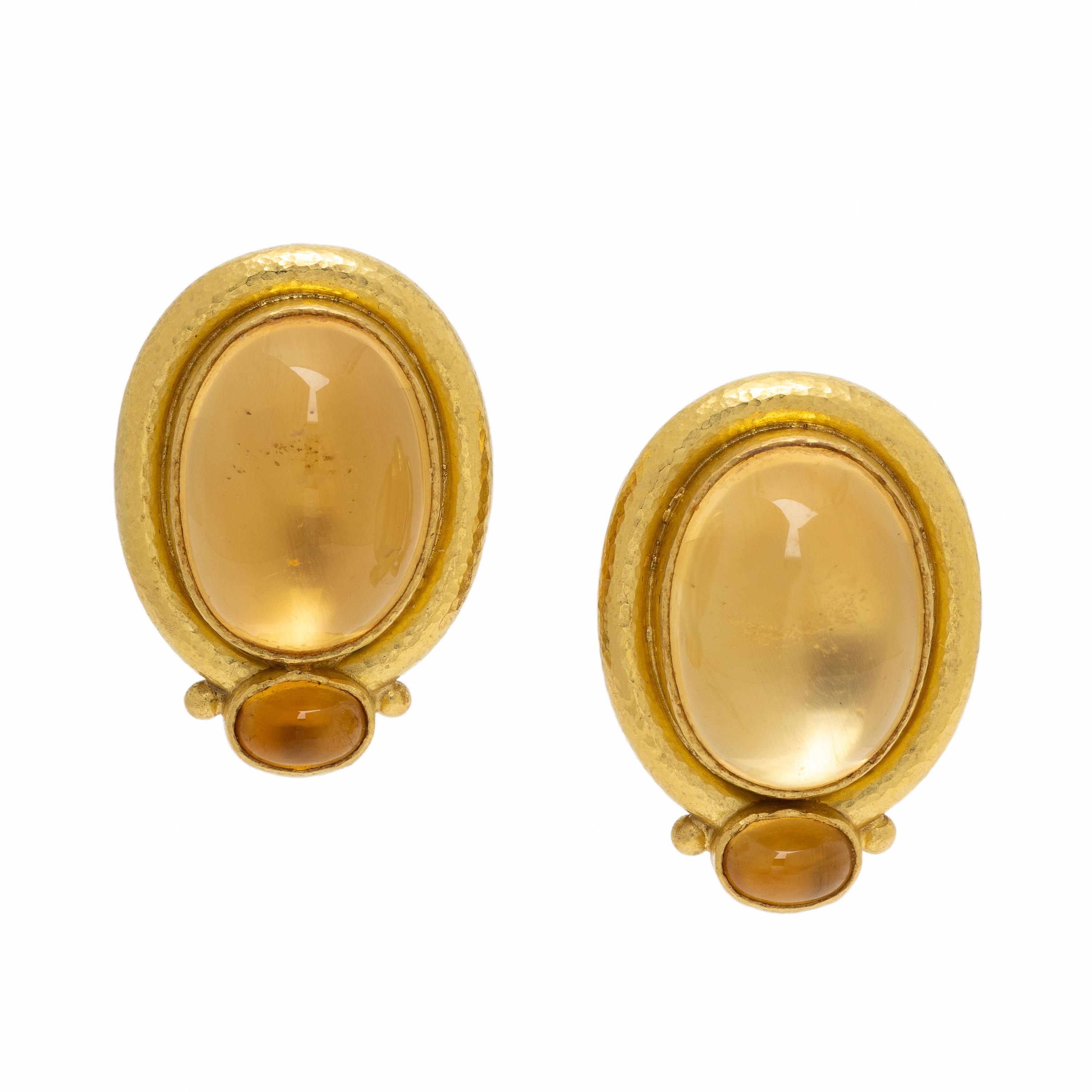 Elizabeth Locke, Yellow Gold and Citrine Earrings